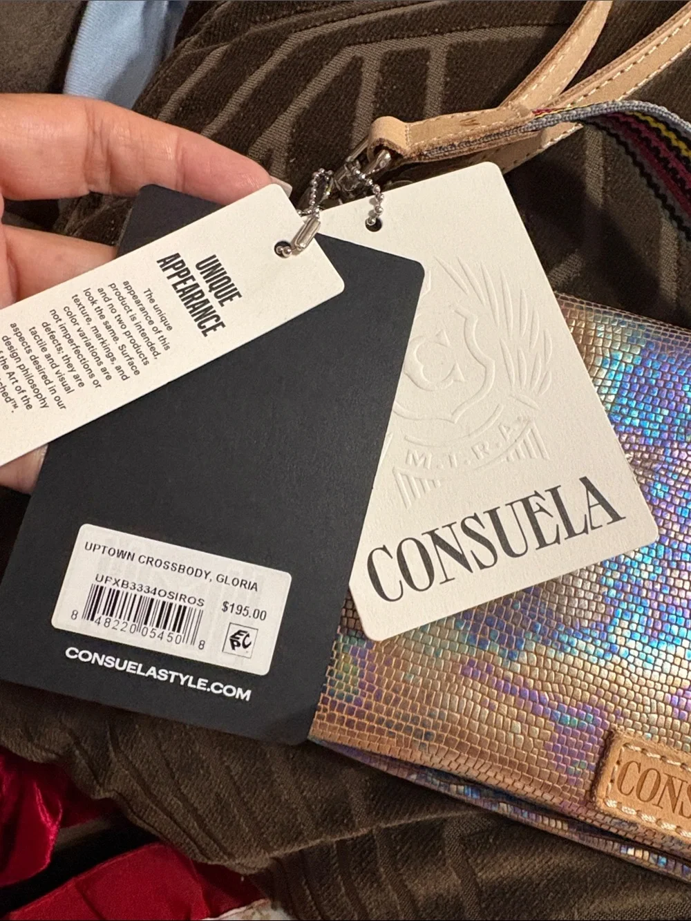 Consuela Iridescent Lizard-Embossed Wristlet - Gold with Blue & Purple Shimmer